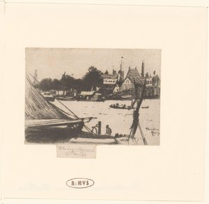 ボートで川の眺め チェルシーのバタシー 作： Théodore Roussel (signed by artist)