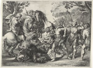 カリュドニアのイノシシを狩る 作： Théodorus van Kessel