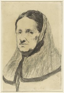 老婦人の習作、肩まで、やや左寄り 作： Théodule Augustin Ribot