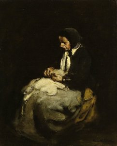 女性裁縫 作： Théodule Augustin Ribot