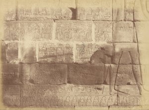 象形文字の碑文と彫刻の拡大図（敗北した国のリスト）、カルナック 作： Théodule Devéria