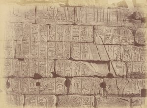 象形文字の碑文と彫刻の拡大図（敗北した国のリスト）、カルナック 作： Théodule Devéria