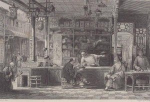 George Newenham Wright (c.1790-1877) 1843年の「China in a Series of Views」から「CantonのCap Vendor