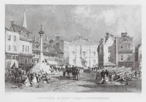 Grantham Market Place, Lincolnshire (Englanding) 作： Thomas (after) Allom