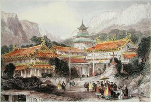 中山間地域プー・ツーの大寺院 1850年頃（カラーリトグラフ）
