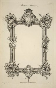 額縁のデザイン、パブ。1761年に出版されたもので、彫刻です。