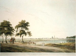 マドラスのブラックタウンの一部、プレート34、「Oriental Scenery:トーマス・アンド・ウィリアム（1769-1837）・ダニエルが彫った「東洋の風景：ヒンドゥースタンの24の景色」より34枚目 作： Thomas (after) Daniell