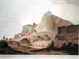 South East View of Trichinopoly（「Oriental Scenery」よりプレート49）。Thomas and William (1769-1837) Daniell（トーマス・アンド・ウィリアム・ダニエル）が彫った「Oriental Scenery: Twenty Four Views in Hindoostan」のプレート49。 作： Thomas (after) Daniell