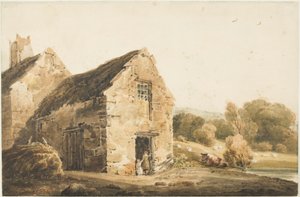 1800年以降のニューカッスル・アポン・タイン近くのコテージ（ボディカラー、鉛筆、水彩）