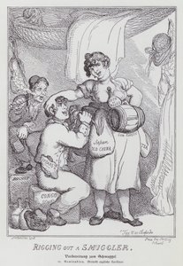 スマグラーの艤装（リトグラフ 作： Thomas (after) Rowlandson