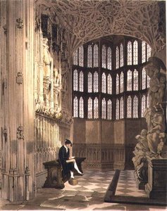 ヘンリー7世礼拝堂、「ウェストミンスター寺院」のプレートR、J. Bluck（fl.1791-1831）の彫刻、Rudolph Ackermann（1764-1834）の出版物、1812年（アクアチント）。