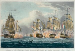 勇敢な指揮官クック大尉の死の瞬間のHMS