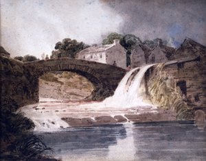 橋と滝、1800-30年頃（水彩画） 作： Thomas (attr. to) Girtin