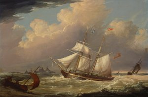 1828年にドイツのエルベ川に入るイギリスの旅団「ガイド」 作： Thomas A. Binks