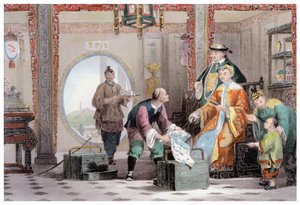 「マンダリンの家のアパート、南京近く」、中国、1843 作： Thomas Allom