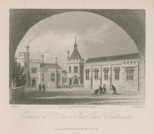 聖オラベスフリースクールの外観 作： Thomas Allom
