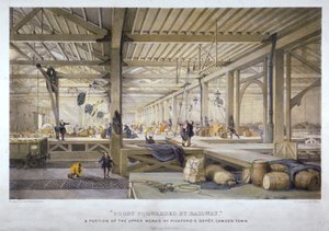 「鉄道で運ばれる商品」、19 世紀 作： Thomas Allom