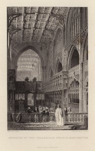 マンチェスターの大学教会の内部 作： Thomas Allom