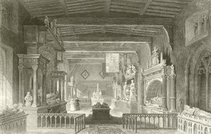 ラスターランド伯爵の記念碑、ボスターズフォード教会、レスターシャー 作： Thomas Allom