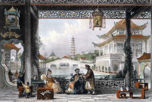 「北京近郊のマンダリンのパビリオンと庭園」、中国、1843