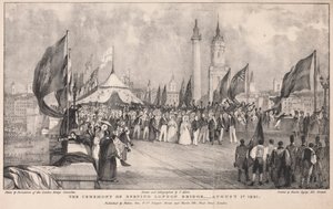 旧ロンドン橋を背景にしたロンドン橋開通式 作： Thomas Allom