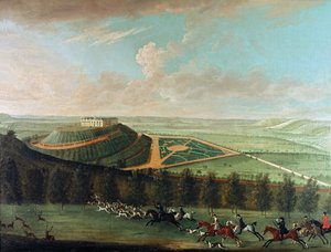南西部からベルボア城を望む、フルクライのベルボアハント、1730年 作： Thomas Badeslade
