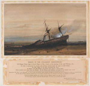 HM蒸気船バーケンヘッド号の難破（水彩画 作： Thomas Baines