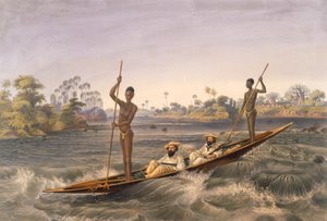 急流の船頭ザンジュエラ、パブ。 1865年。 作： Thomas Baines