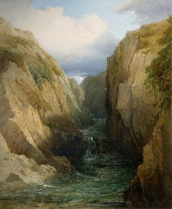 アイルランドの峡谷と川、1860年。 作： Thomas Baker