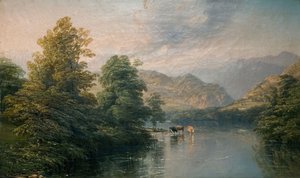 プーリー橋からのアルズウォーター、1847年。 作： Thomas Baker