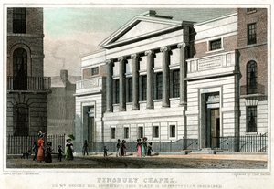 フィンズベリーチャペル、ロンドン市、1827年。 作： Thomas Barber