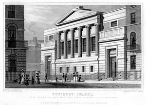 フィンズベリーチャペル、イズリントン、ロンドン、1827年。 作： Thomas Barber