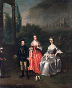 フェンウィック船長とその妻イザベラオードと彼の姉妹アンの肖像、1746年頃 作： Thomas Bardwell
