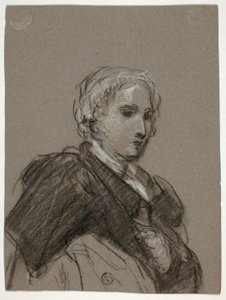 女性の胸像 (直腸); ドレープフィギュア、4 分の 3 の長さ (裏面) 作： Thomas Barker