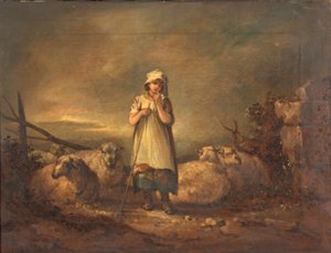羊を飼うグロスターシャーガール 作： Thomas Barker of Bath