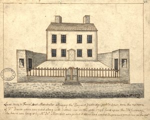 レバーハウス、マンチェスター、1819年（ペンとインクで紙を洗う） 作： Thomas Barritt