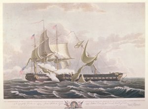 USS憲法とHMSゲリエールの戦い 作： Thomas Birch