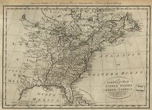 北アメリカ合衆国の正確な地図。イギリス領とスペイン領を含み、1784年の条約に従って慎重に作成された。LOC 74692103