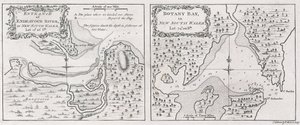 ジェームズ・クック船長の海図 エンデバー川とニュー・サウス・ウェールズのボタニー湾の入り口 作： Thomas Bowen