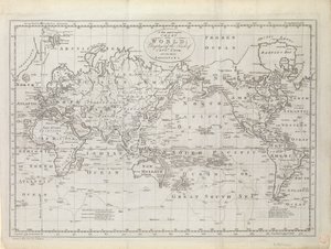 キャプテン・クックの足跡を示す世界地図 作： Thomas Bowen