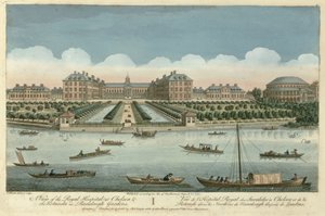 パブ、チェルシーの王立病院とラネライガーデンズのロタンダの眺め。ロバート・セイヤー作、1751年