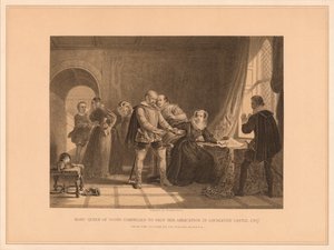 スコットランドのメアリー女王は、Lochleven城での彼女の退位に署名することを強いられました、1567年、1878年