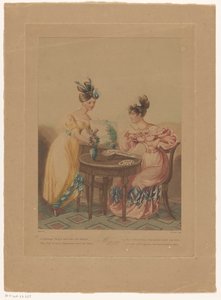 テーブルの後ろで絵を描く女性 朝（オブジェクトのタイトル） 作： Thomas Busby