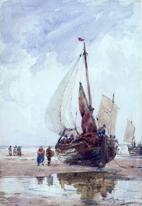 漂着したフィッシングスマック（水彩画） 作： Thomas Bush Hardy