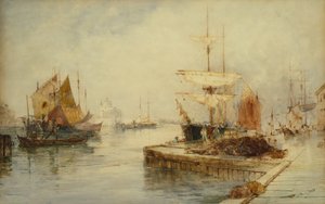 ジュデッカヴェネツィアへの入り口、1870年頃（鉛筆と水彩） 作： Thomas Bush Hardy