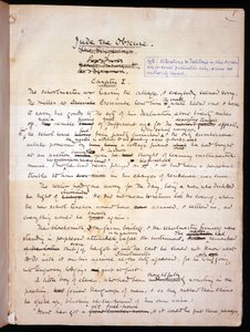 Ms 1-1911、p.1「Jude the Obscure」のページ、1894年頃（紙にインク） 作： Thomas Bush Hardy