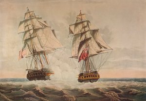 大統領の捕獲、c1815 作： Thomas Buttersworth