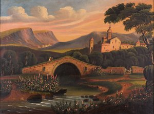 橋のあるイタリアンシーン（1840〜1860年） 作： Thomas Chambers