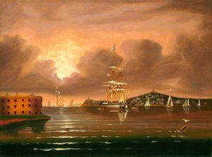 脅迫する空、ニューヨーク湾 作： Thomas Chambers