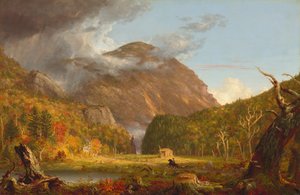 ホワイト マウンテンズ クロフォード ノッチのノッチと呼ばれる峠の眺め、1839 年。 作： Thomas Cole